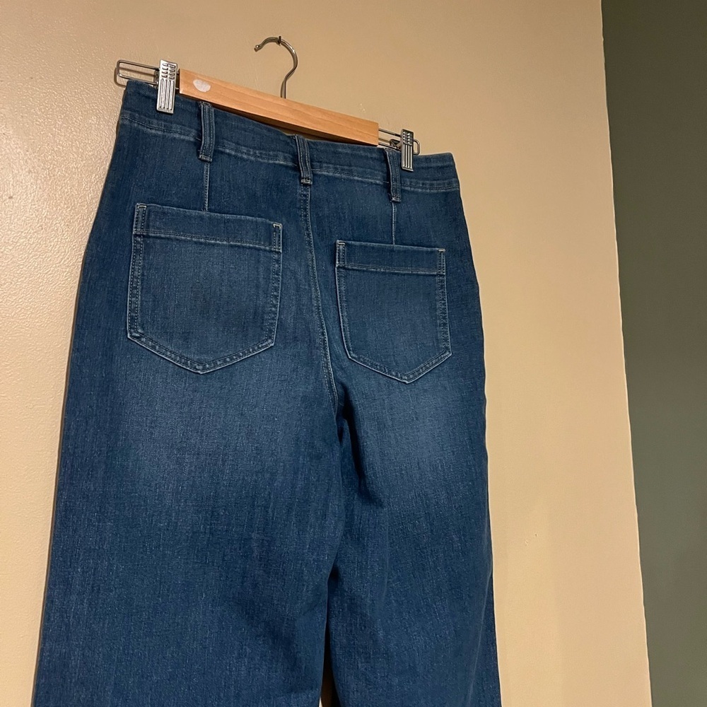 Women’s SONOMA Adaptive High Rise Wide Legs Stretch Denim Hook N Loop Fly 8 - Picture 7 of 9